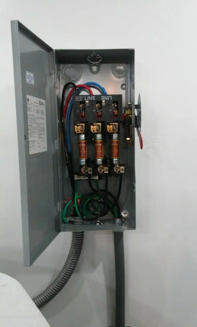Three-phase disconnect switch installed for Electrical Wiring & Rewiring in Kitty Hawk
